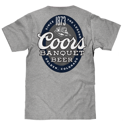 Coors Banquet Since 1873 Front and Back Print Mens T Shirt Officially Licensed Athletic Heather Gray