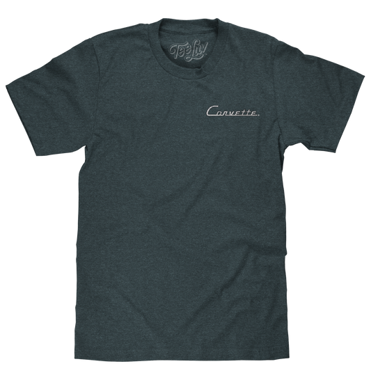 Chevy Corvette C1 Front and Back Print Mens T Shirt Officially Licensed Navy Heather
