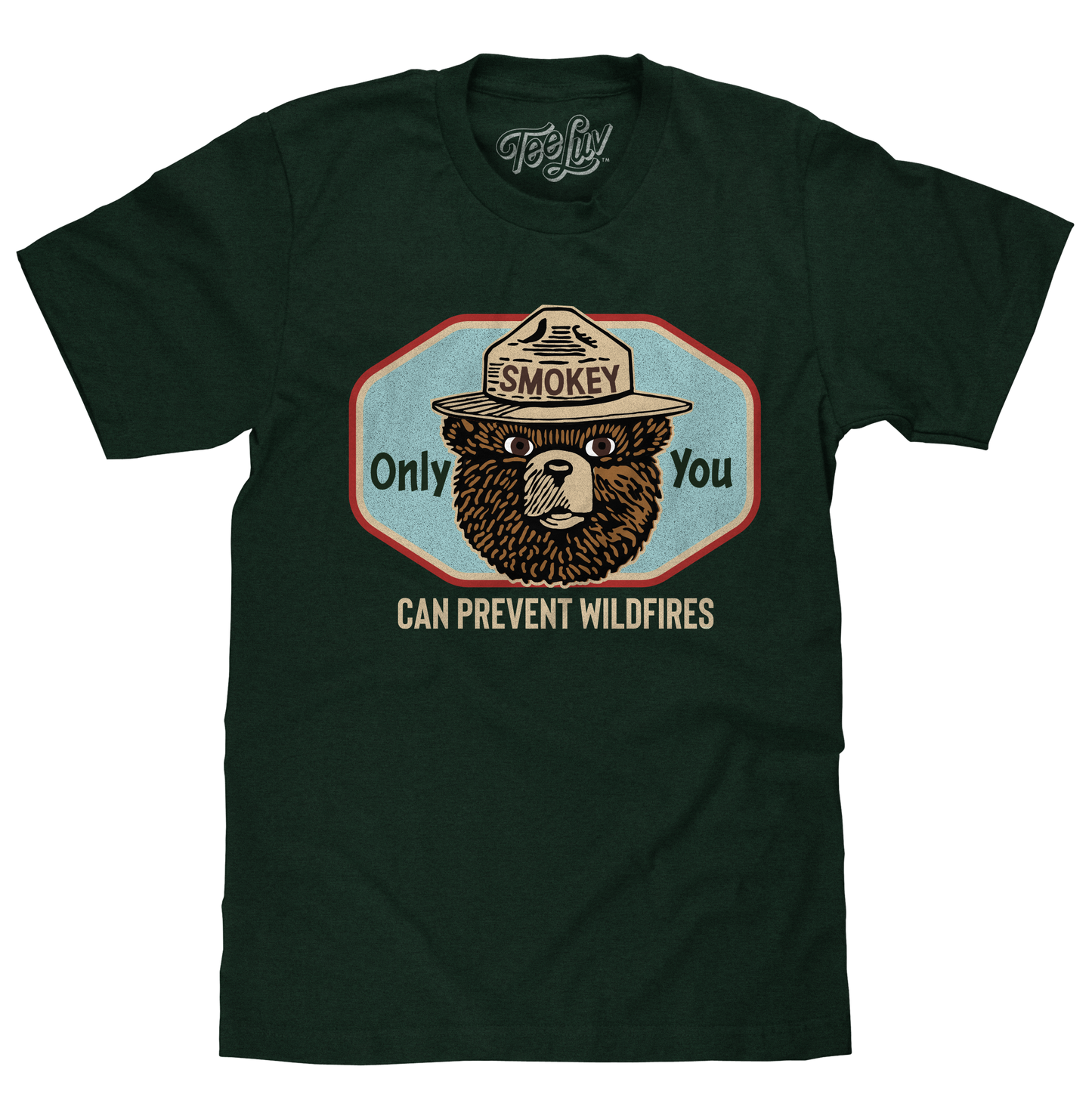 Smokey Bear Only You Can Prevent Wildfires Mens T Shirt Officially Licensed Forest Green