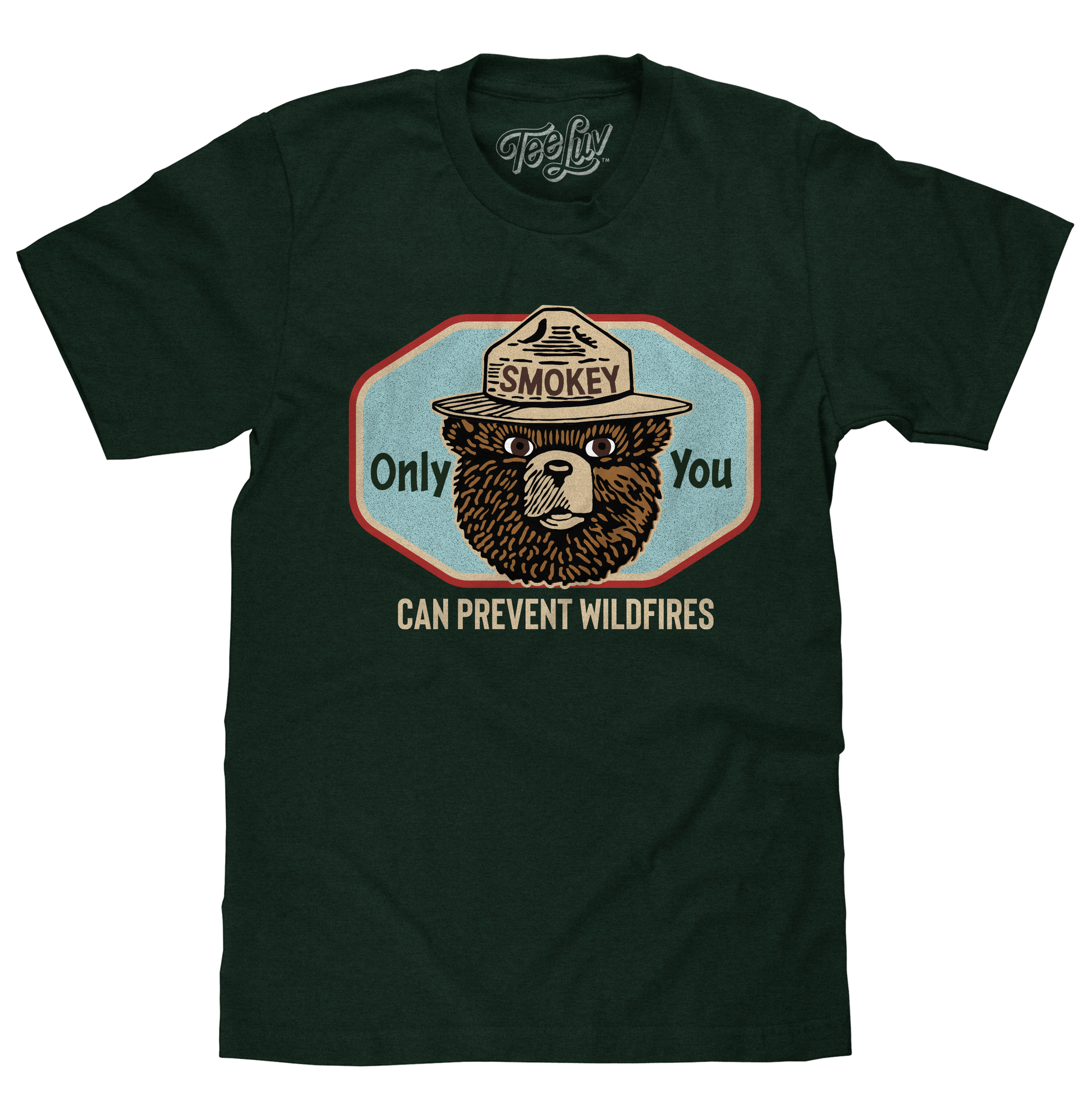 Smokey Bear Only You Can Prevent Wildfires Mens T Shirt Officially Licensed Forest Green