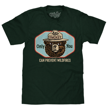 Smokey Bear Only You Can Prevent Wildfires Mens T Shirt Officially Licensed Forest Green