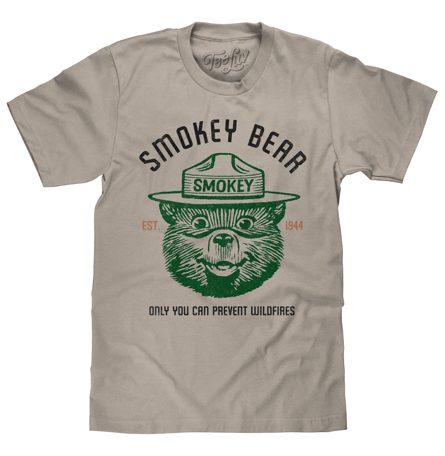 Est 1944 Smokey Bear Shirt Only You Can Prevent Wildfires Mens T Shirt Officially Licensed Light Gray