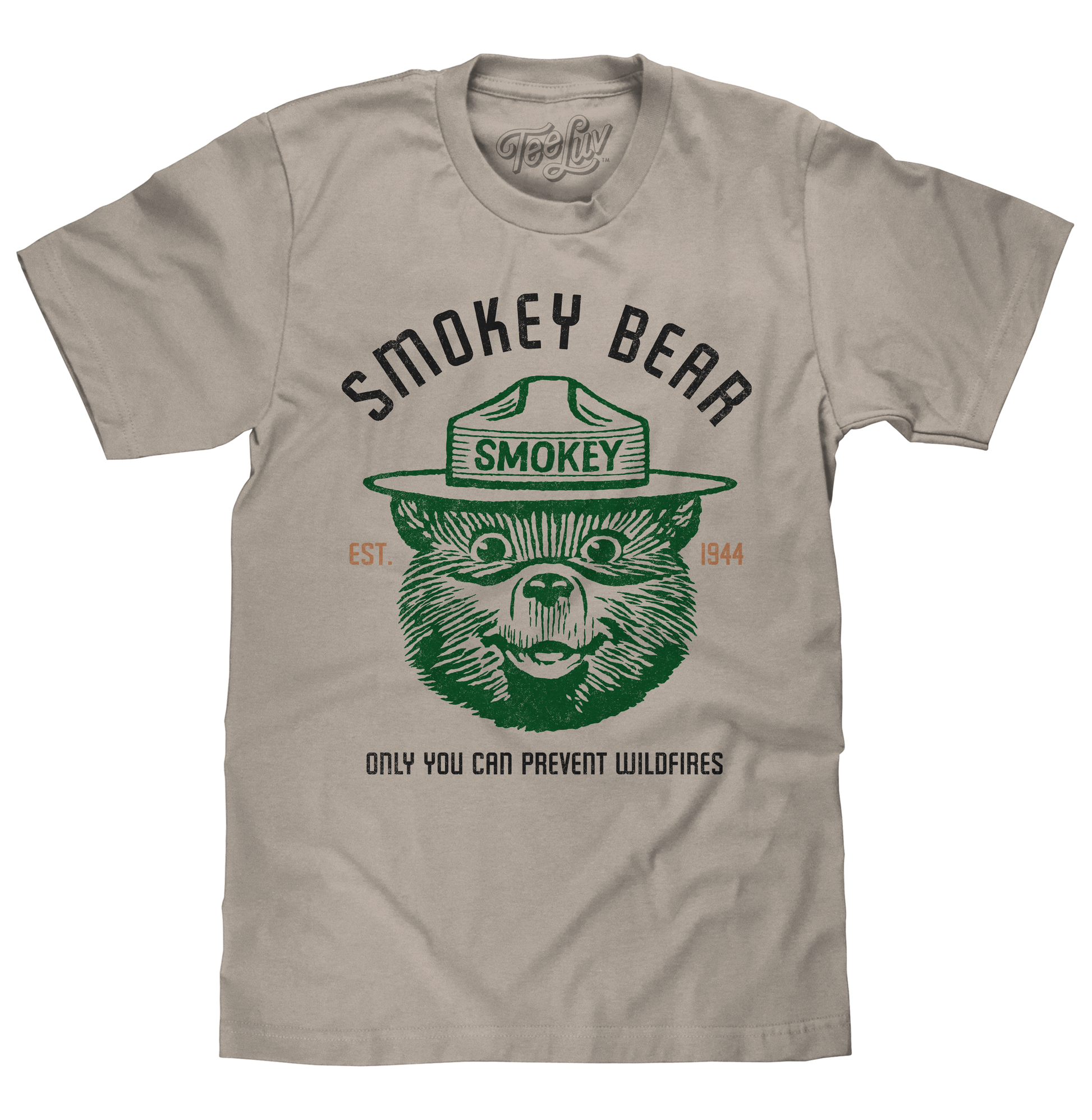 Est 1944 Smokey Bear Shirt Only You Can Prevent Wildfires Mens T Shirt Officially Licensed Light Gray