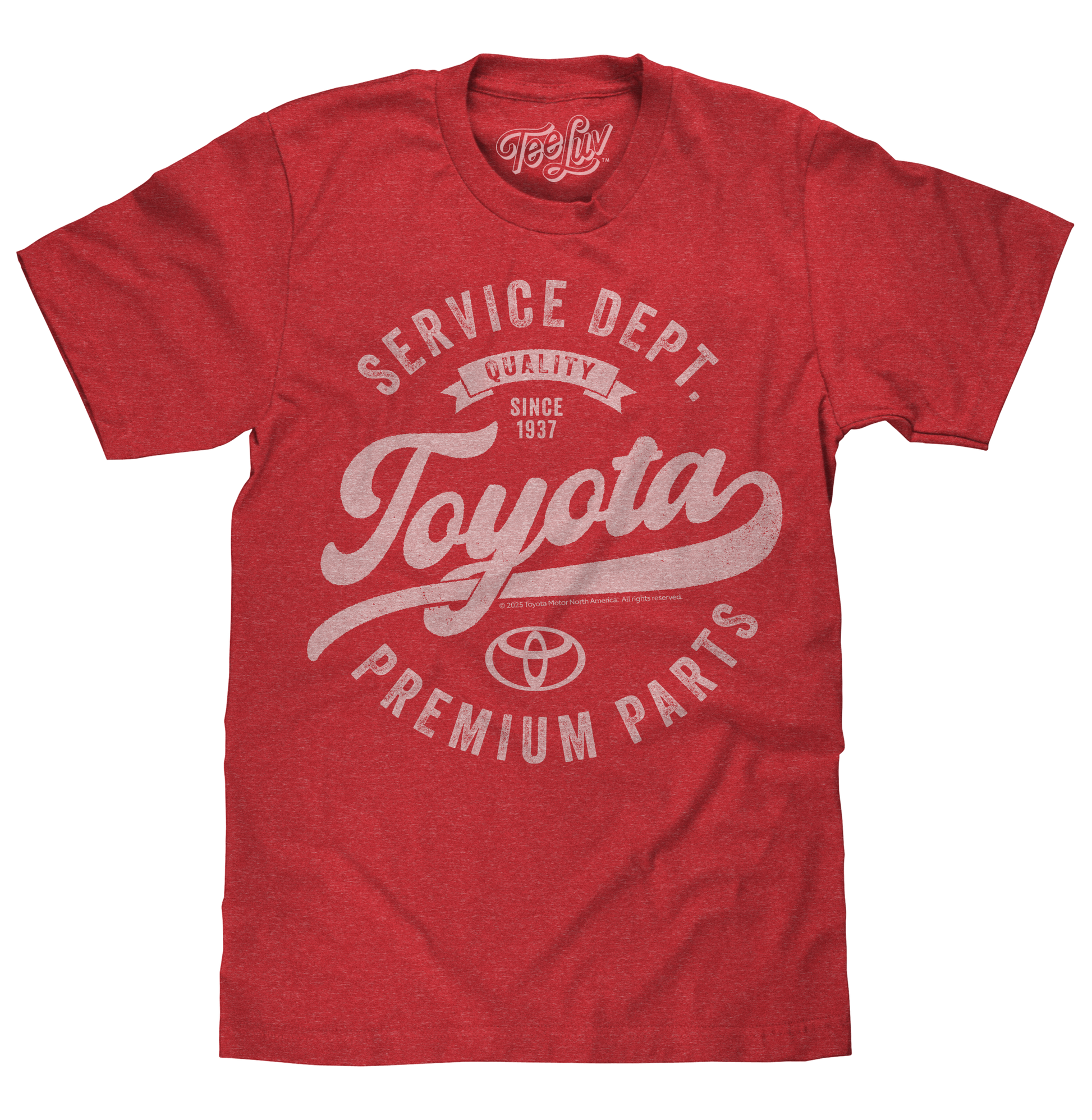 Toyota Service Department Premium Parts Mens T Shirt Officially Licensed Heather Red