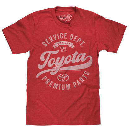 Toyota Service Department Premium Parts Mens T Shirt Officially Licensed Heather Red