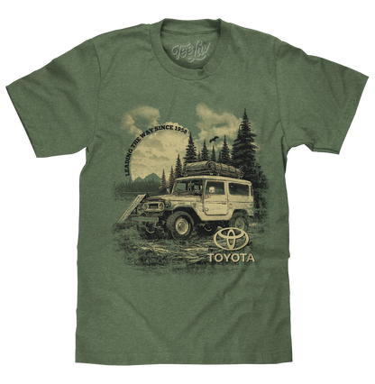 Toyota Land Cruiser Vintage Graphic Mens T Shirt Officially Licensed Canyon Green Heather