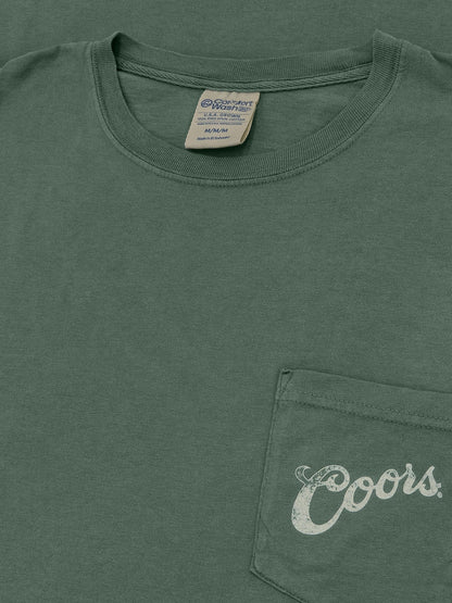 Coors Banquet Beer Rodeo Horse Front Pocket Tee Mens T Shirt Officially Licensed Cypress Green