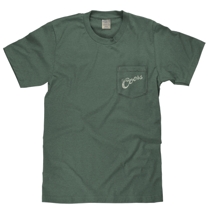 Coors Banquet Beer Rodeo Horse Front Pocket Tee Mens T Shirt Officially Licensed Cypress Green