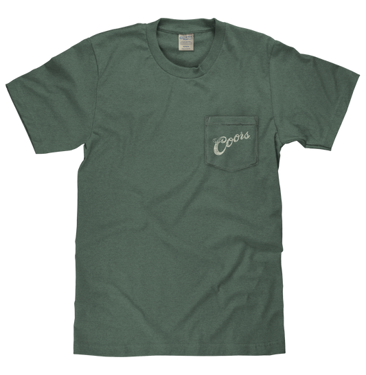 Coors Banquet Beer Rodeo Horse Front Pocket Tee Mens T Shirt Officially Licensed Cypress Green