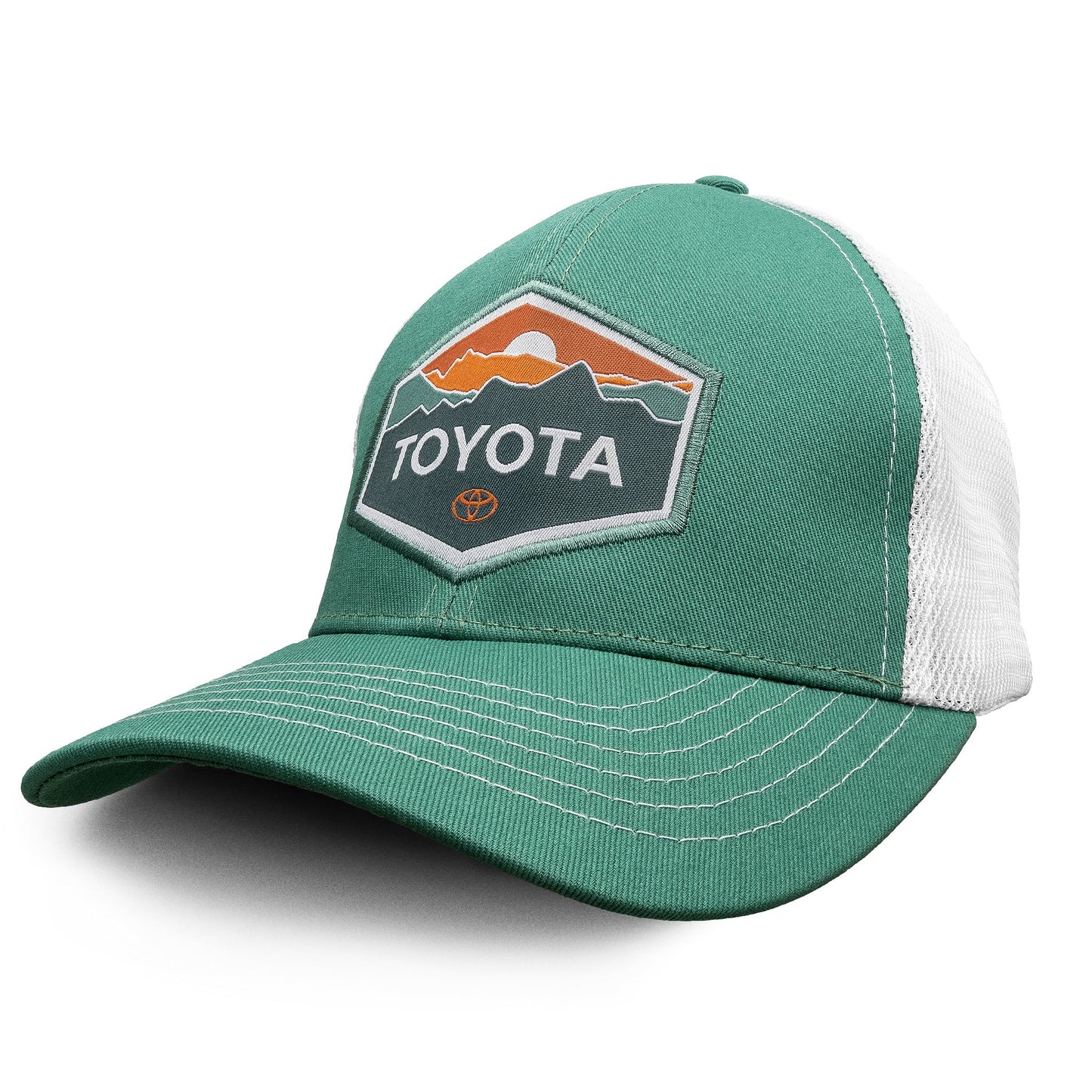 Toyota Car Emblem Mesh Back Baseball Hat Officially Licensed - Turquoise/White