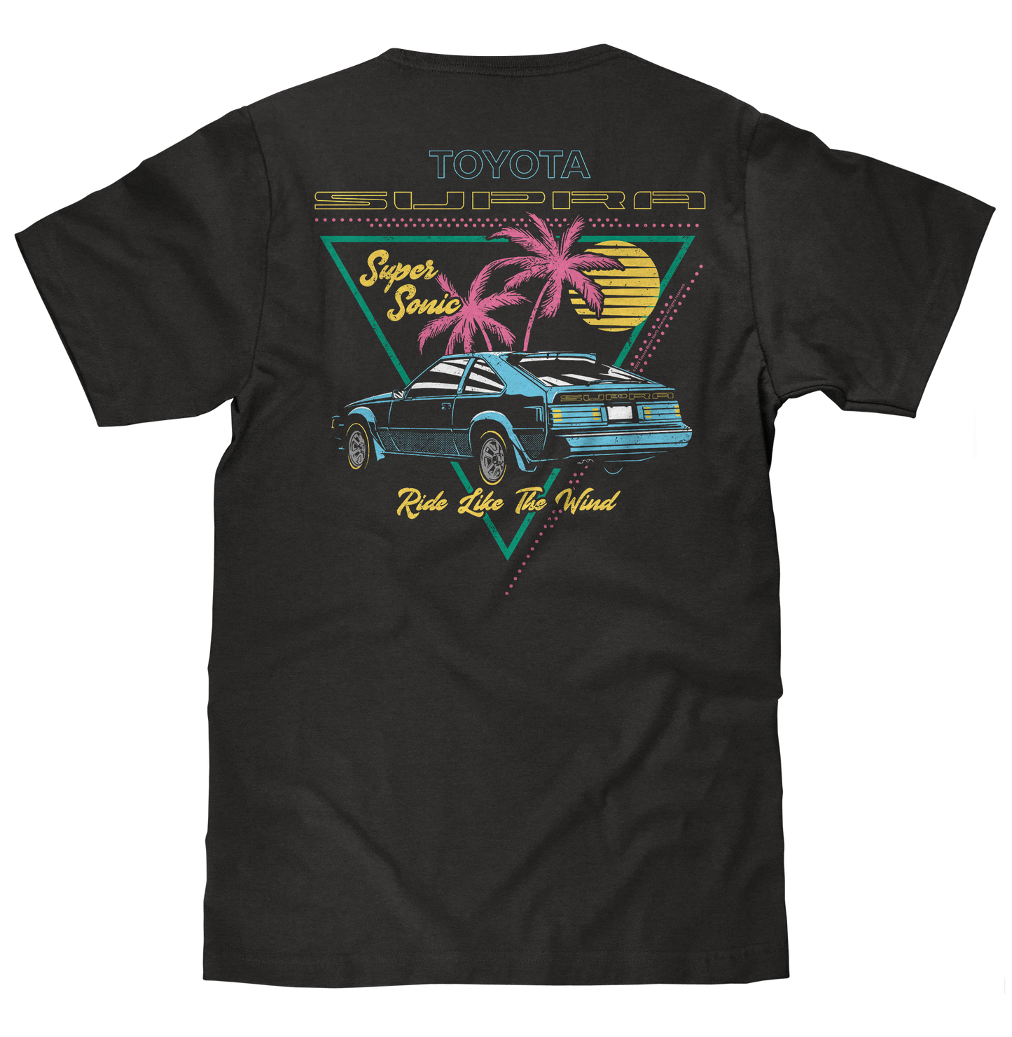Toyota Supra Double Sided 80s Graphic Mens T Shirt Officially Licensed Black