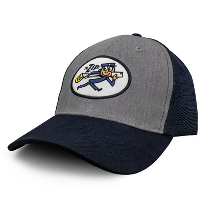 USPS Mr Zip Mesh Back Hat Officially Licensed - Gray and Navy Blue