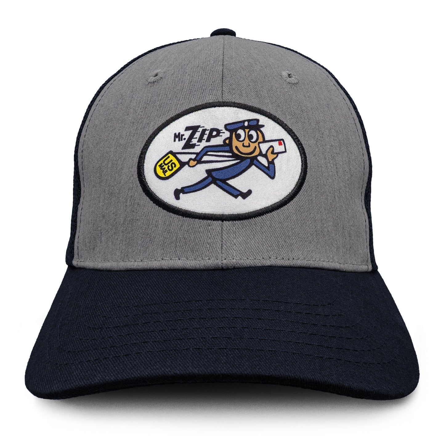 USPS Mr Zip Mesh Back Hat Officially Licensed - Gray and Navy Blue