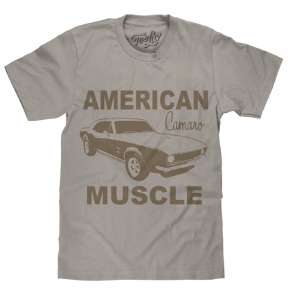 Chevrolet Camaro Faded American Muscle Graphic Mens T Shirt Officially Licensed Light Gray