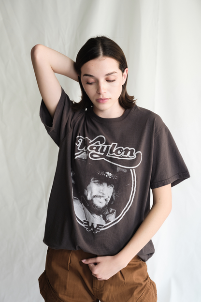 Waylon Jennings Portrait Womens Tee Shirt