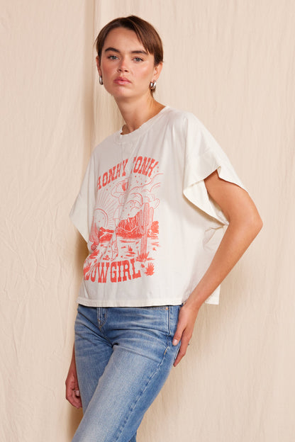 Honky Tonk Cowgirl Crew Neck Womens T Shirt White