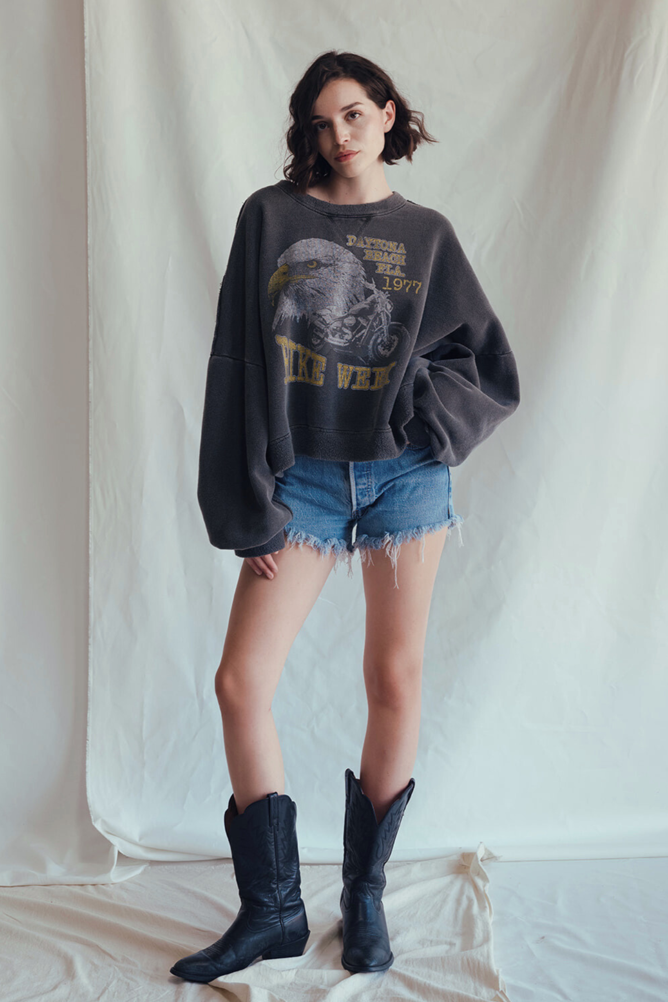 Daytona Beach Fla 1977 Bike Week Womens Sweatshirt Vintage Black