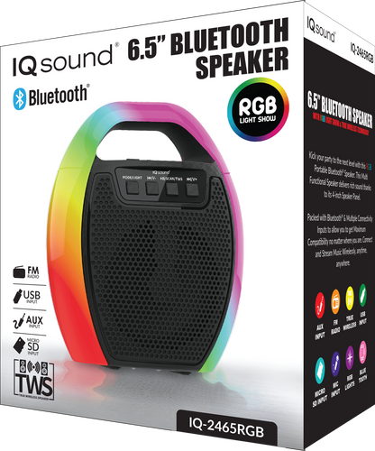 Supersonic 6.5" Portable Bluetooth Speaker with RGB Handle, FM Radio and TWS (IQ-2465RGB)