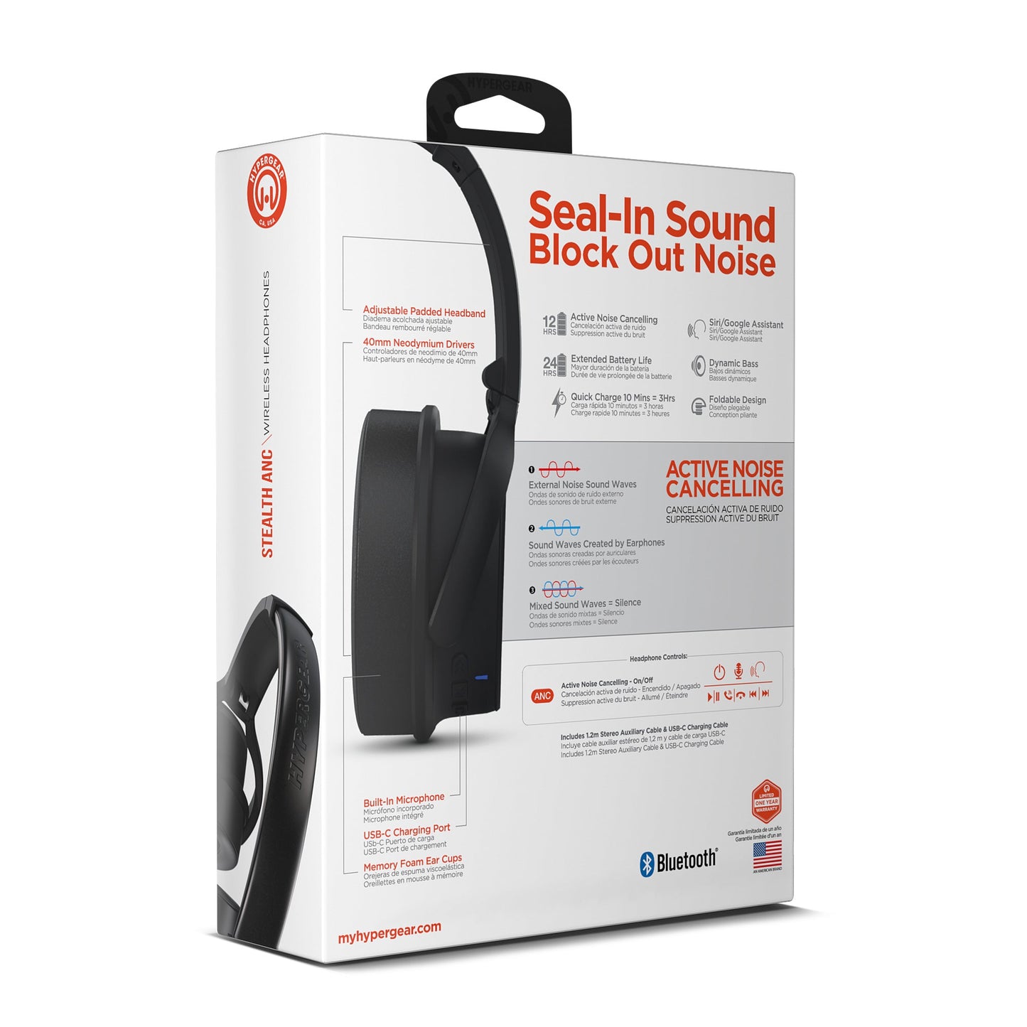 HyperGear Stealth ANC Wireless Headphones with Dynamic Bass Feature