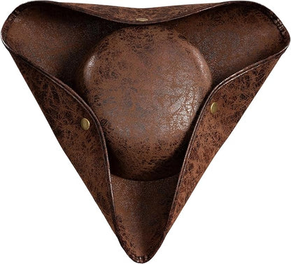 Pirate Hat Tricorn Faux Leather Colonial Renaissance Halloween Cosplay Costume Hat