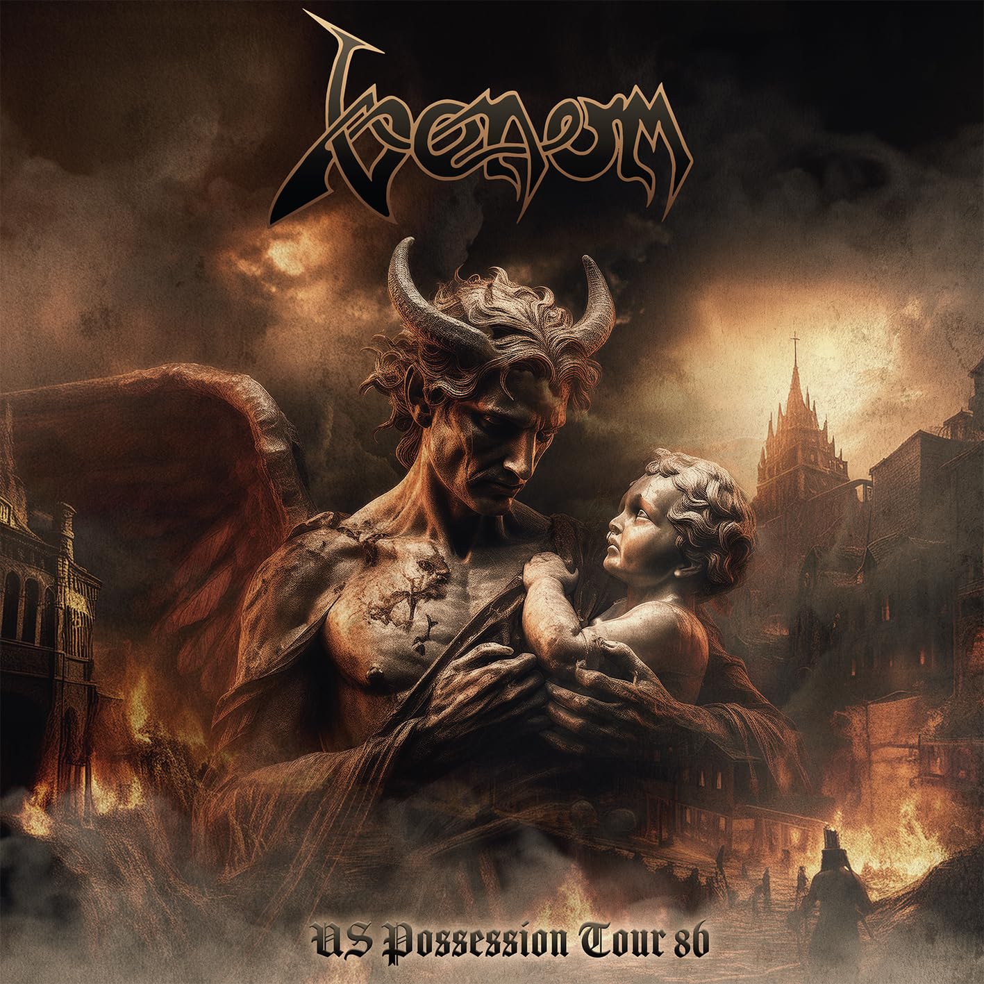 Venom - Us Possession Tour 86 [Colored Vinyl] (Red) (Wht) (Spla) Vinyl Record Album Cover