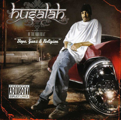 the album cover for Husalah - Dope Guns & Religion