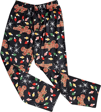 Brushed Fleece Holiday Lights Pj Lounge Pants Pajamas for Men