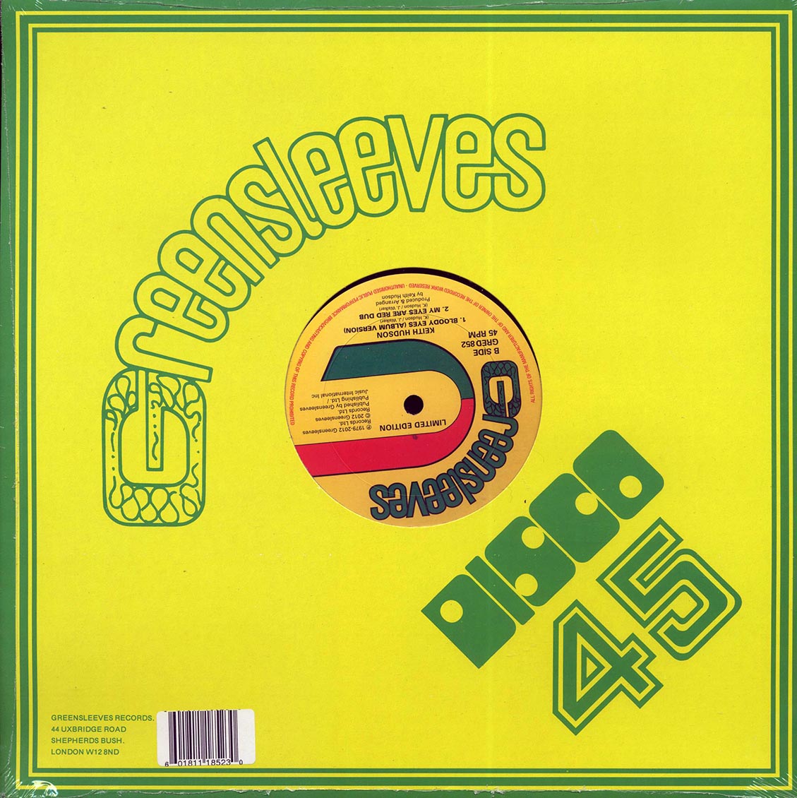 Keith Hudson - Bloody Eyes; Bloody Eyes Dub  /  Keith Hudson - Bloody Eyes (Album Version); My Eyes Are Red Dub 12" Vinyl Record