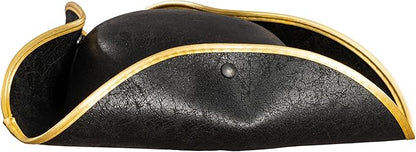 Pirate Hat Faux Leather Tricorn Colonial Renaissance Halloween Costume Cosplay Accessory