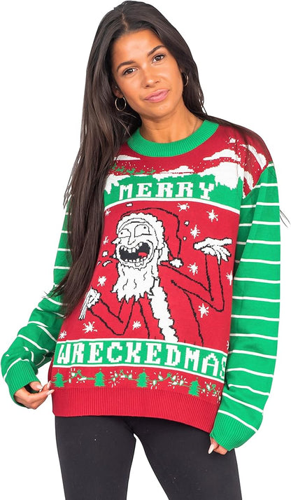 Ripple Junction Rick and Morty Merry Wreckedmas Ugly Christmas Sweater