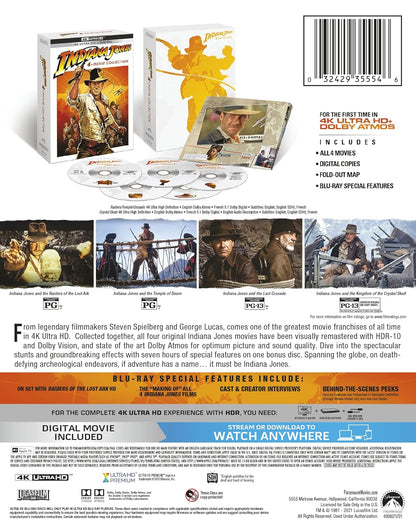 Indiana Jones 4-Movie Collection Limited Edition Steelbook [4K UHD + Digital Copy]