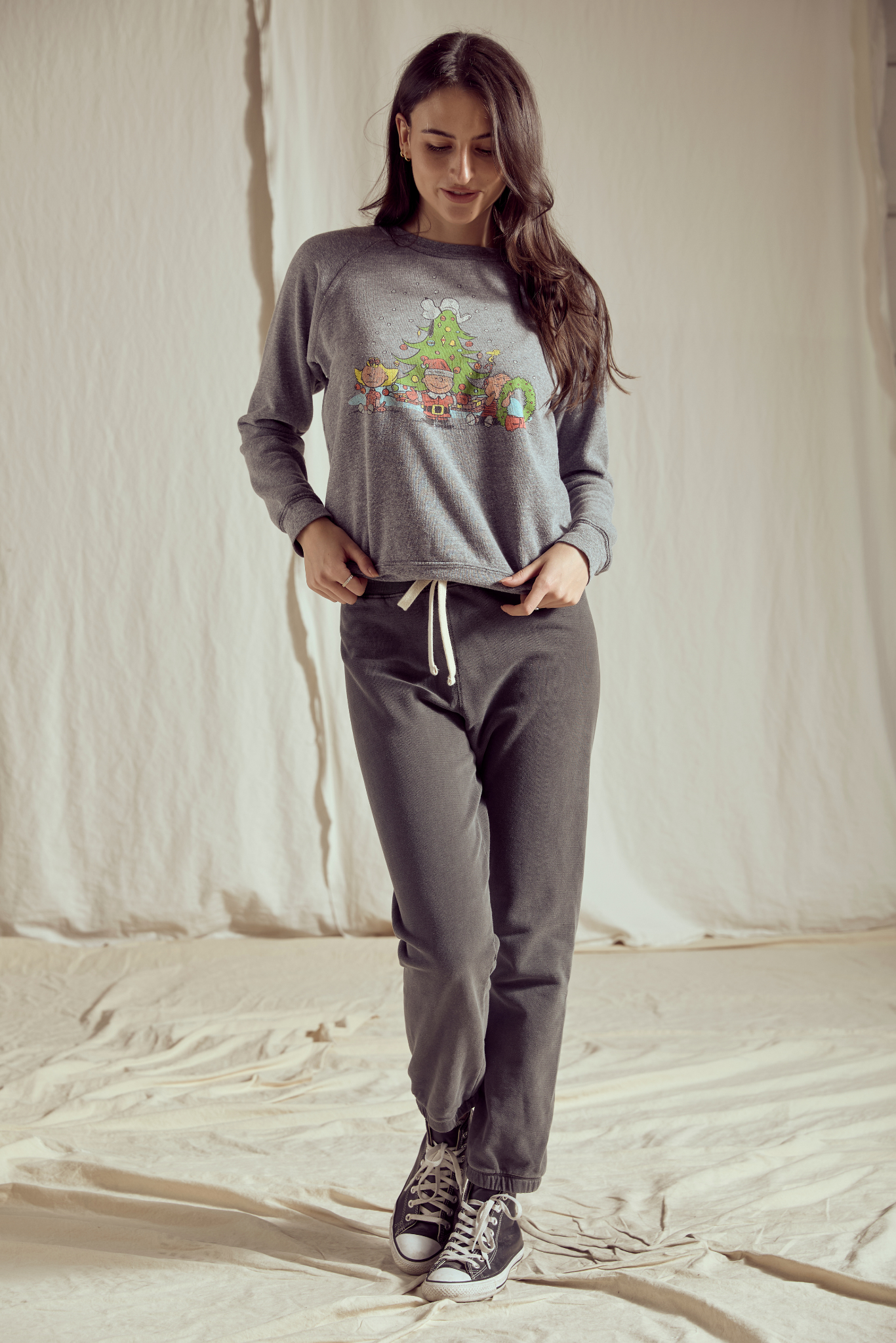 Peanuts Christmas Womens Sweatshirt Grey