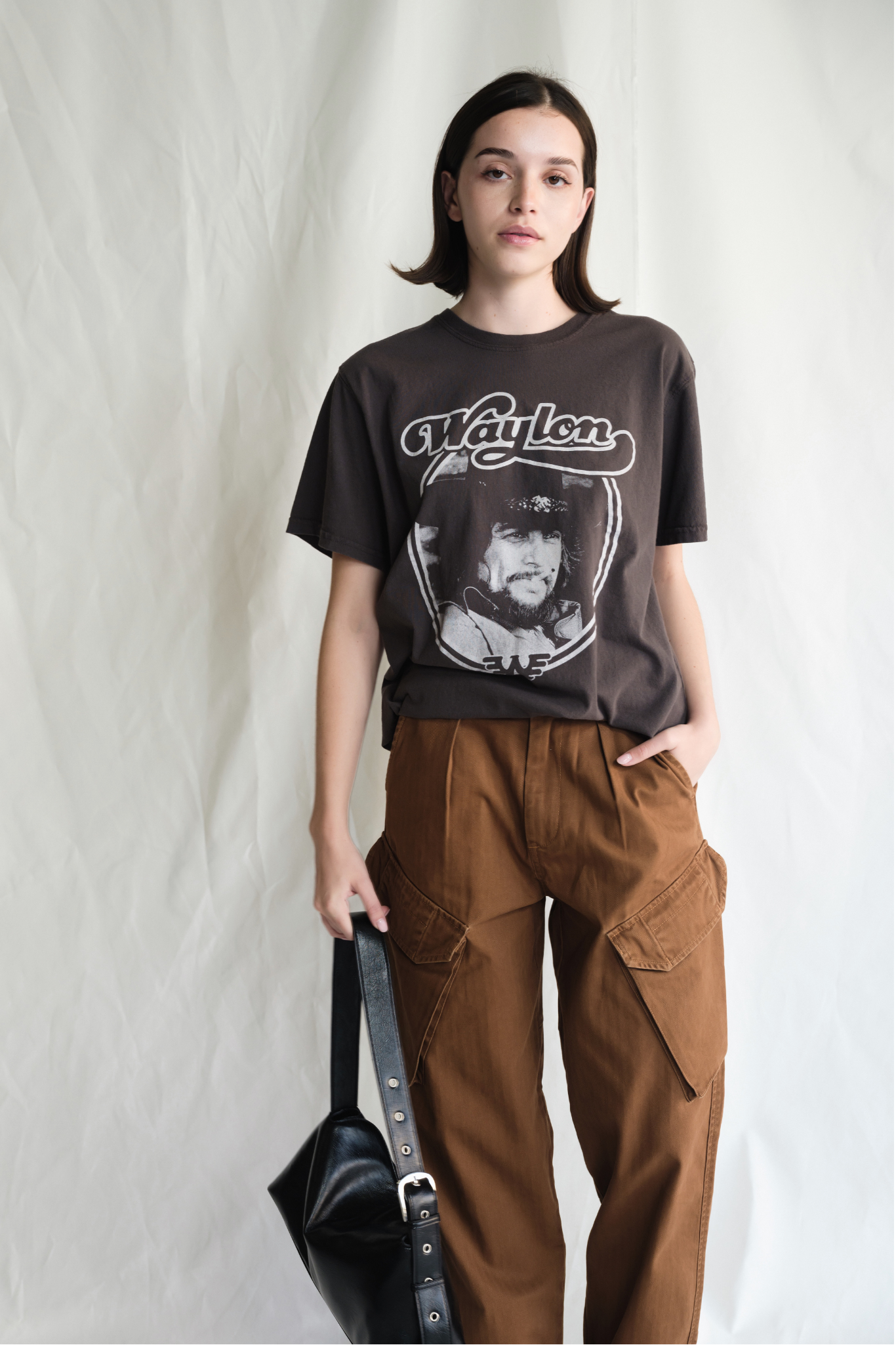 Waylon Jennings Portrait Womens Tee Shirt