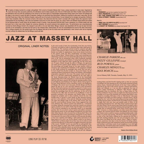 Charlie Parker - Jazz At Massey Hall (Yellow) Vinyl Record