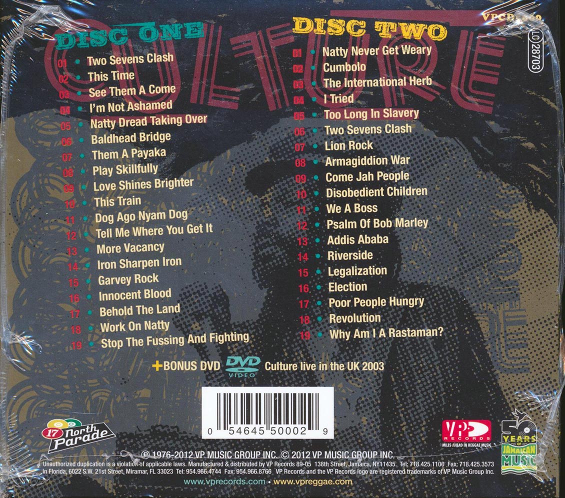 Culture - Natty Dread Taking Over: Reggae Anthology (38 tracks) (2xCD) (incl. DVD) Music CD
