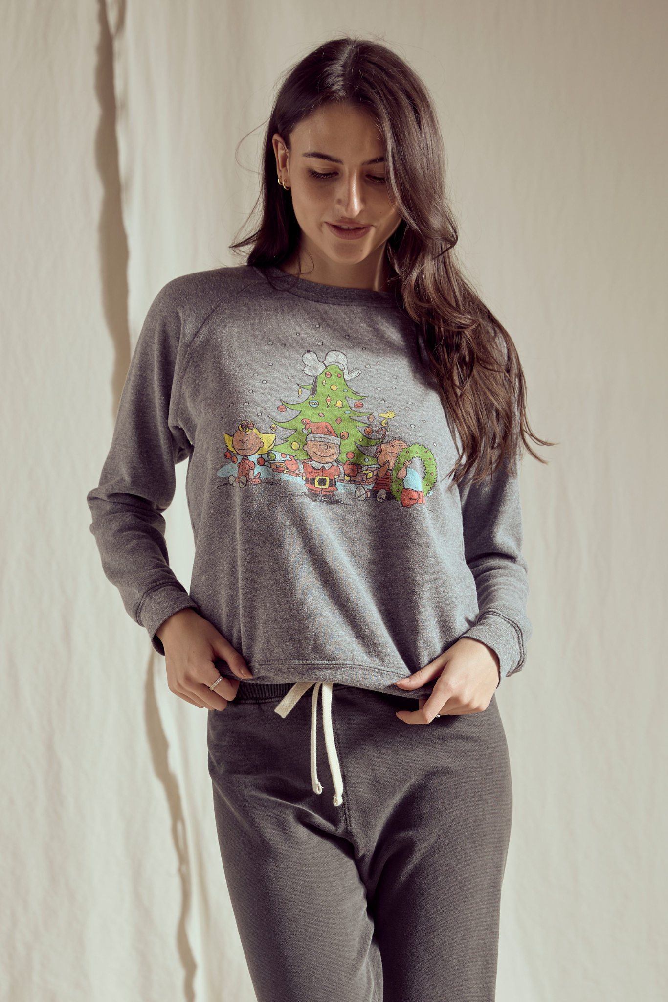 Peanuts Christmas Womens Sweatshirt Grey