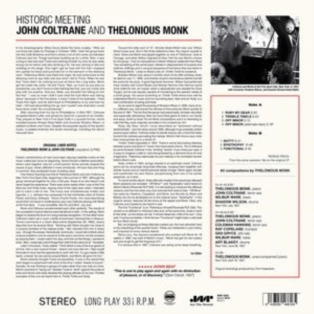 Thelonious With John Coltrane Monk - Historic Meeting John Coltrane & Thelonious Monk (180G/Virgin LP Vinyl Pressing For Super Fidelity) Vinyl Record