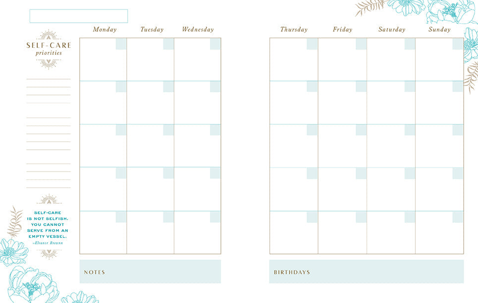 Self-Care 12-Month Undated Planner