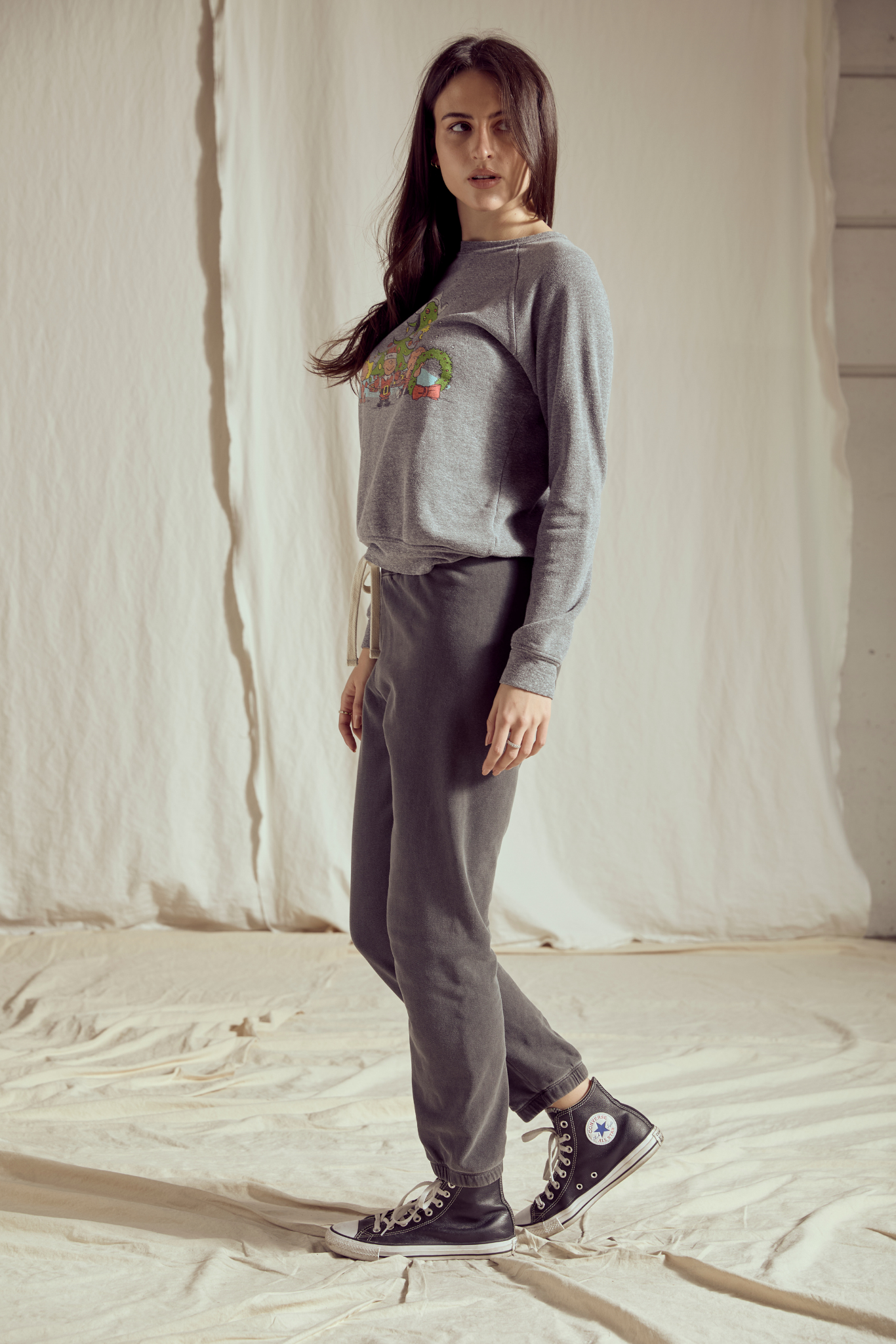 Peanuts Christmas Womens Sweatshirt Grey