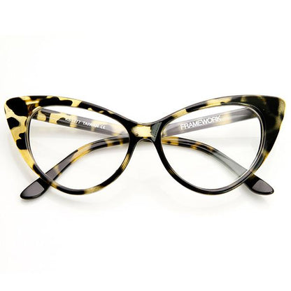 1950's Vintage Mod Fashion Cat Eye Clear Lens Glasses