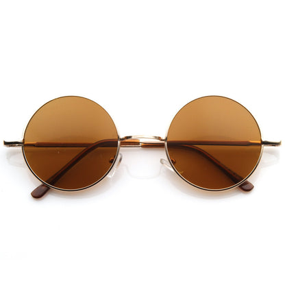 Retro Hippie Metal Lennon Round Color Lens Sunglasses