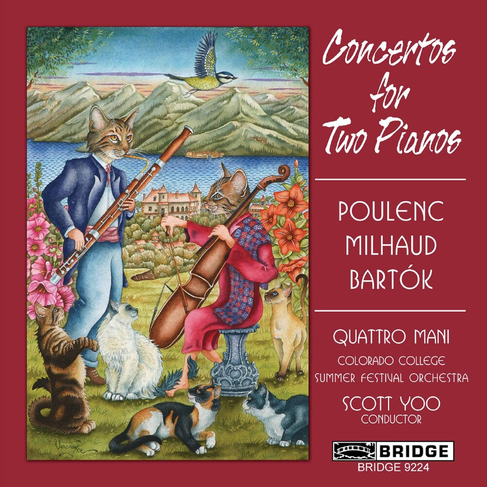 the album cover for Quattro Mani - Concertos for Two Pianos