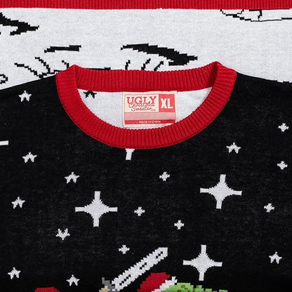 Santa Claus Riding T-Rex on Moon Pixelated