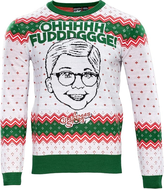 Officially Licensed Christmas Story Ralphie Ohh Fuddggee Adult Knitted Ugly Christmas Sweater
