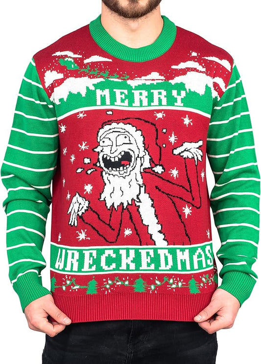 Ripple Junction Rick and Morty Merry Wreckedmas Ugly Christmas Sweater