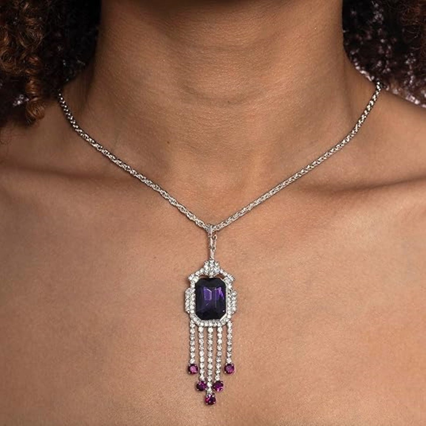 Purple Orchid Necklace Pendant Halloween Cosplay Costume Accessory