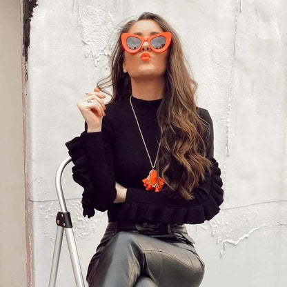 Retro Mod Super Trendy Women's Fashion Cat Eye Sunglasses 9233
