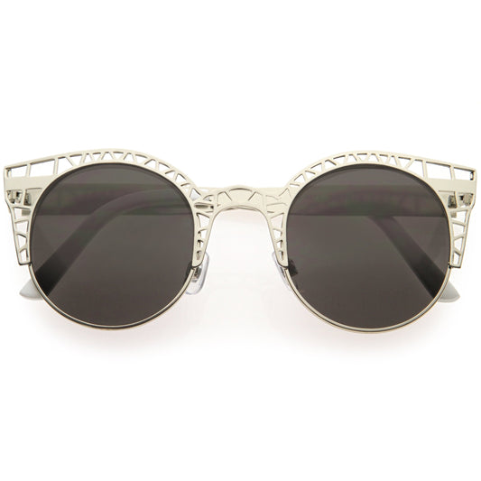 Women's Indie Round Metal Laser Cut Mesh Cat Eye 9432