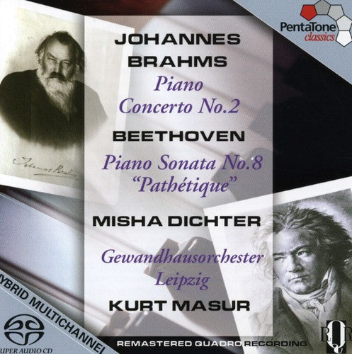 the album cover for Brahms/Beethoven - Piano Concerto 2 in B Flat / Piano Sonata C minor