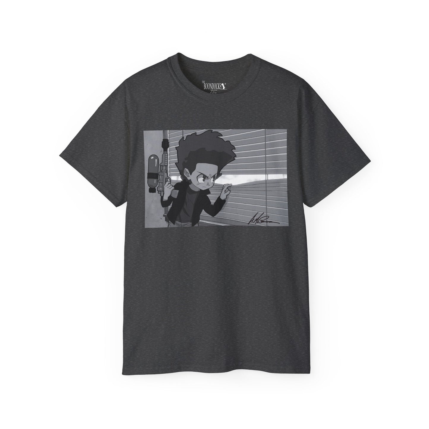 The Boondocks - Huey Packing Heat Black And White Eco Mens T Shirt
